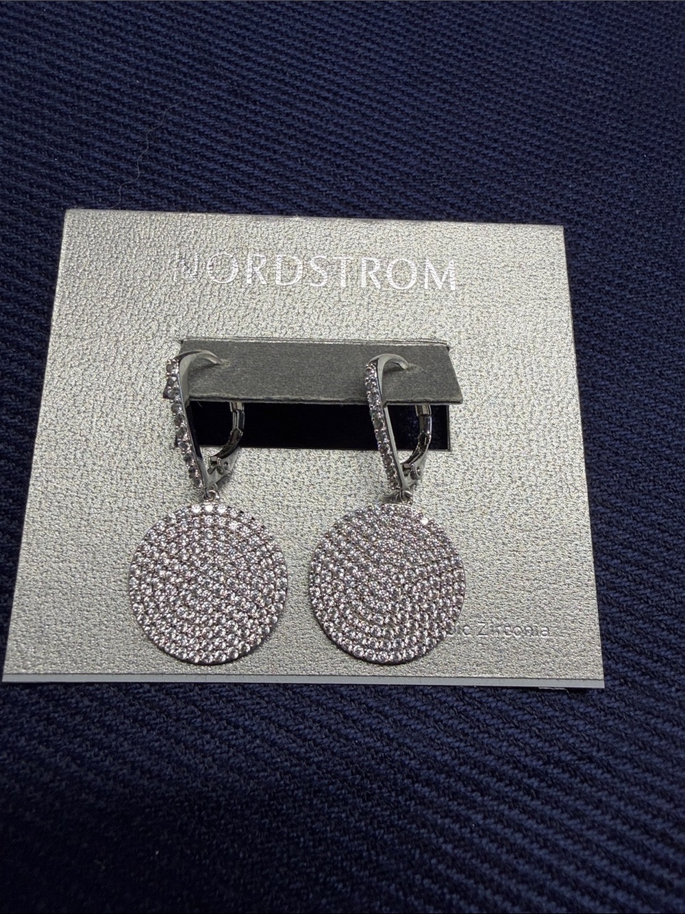 Nordstrom Silver Pavé Circle Dangle New Drop Earrings